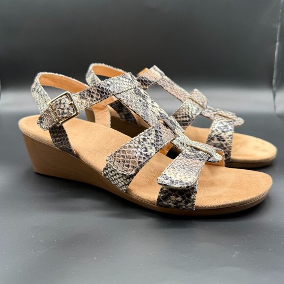 Vionic Glenda Wedge Orthaheel‎ Natural Snake Print Sandals Size 9 - Picture 2 of 9